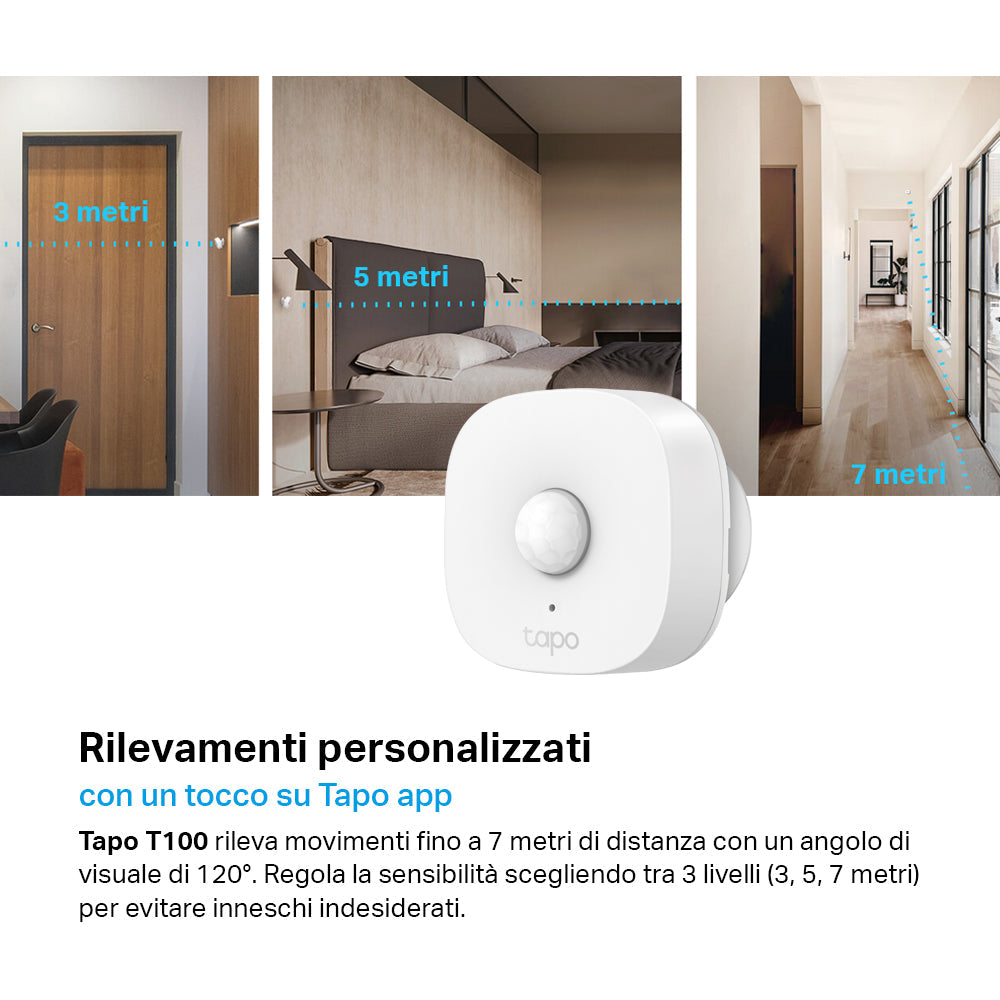 Tapo T100 Sensore di Movimento, ⚠️Tapo Hub Necessario, 3pz