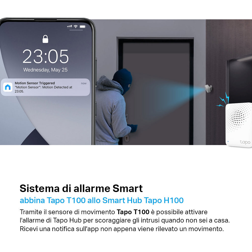 Tapo T100 Sensore di Movimento, ⚠️Tapo Hub Necessario, 3pz
