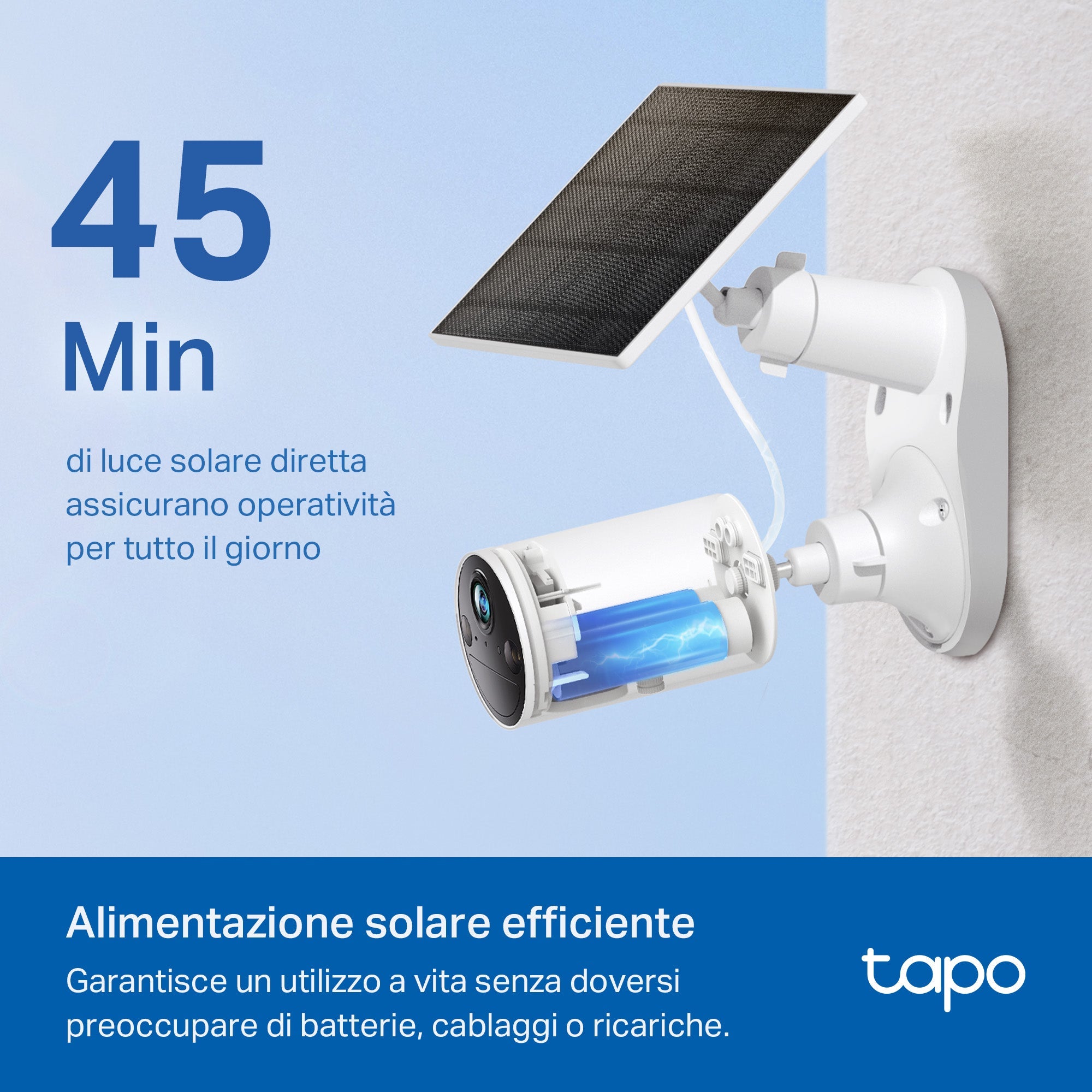 Tapo A201 Pannello Solare per Telecamere Smart a Batteria 2.5W, Supporta tutte le Tapo Telecamera Batteria e Videocampanelli