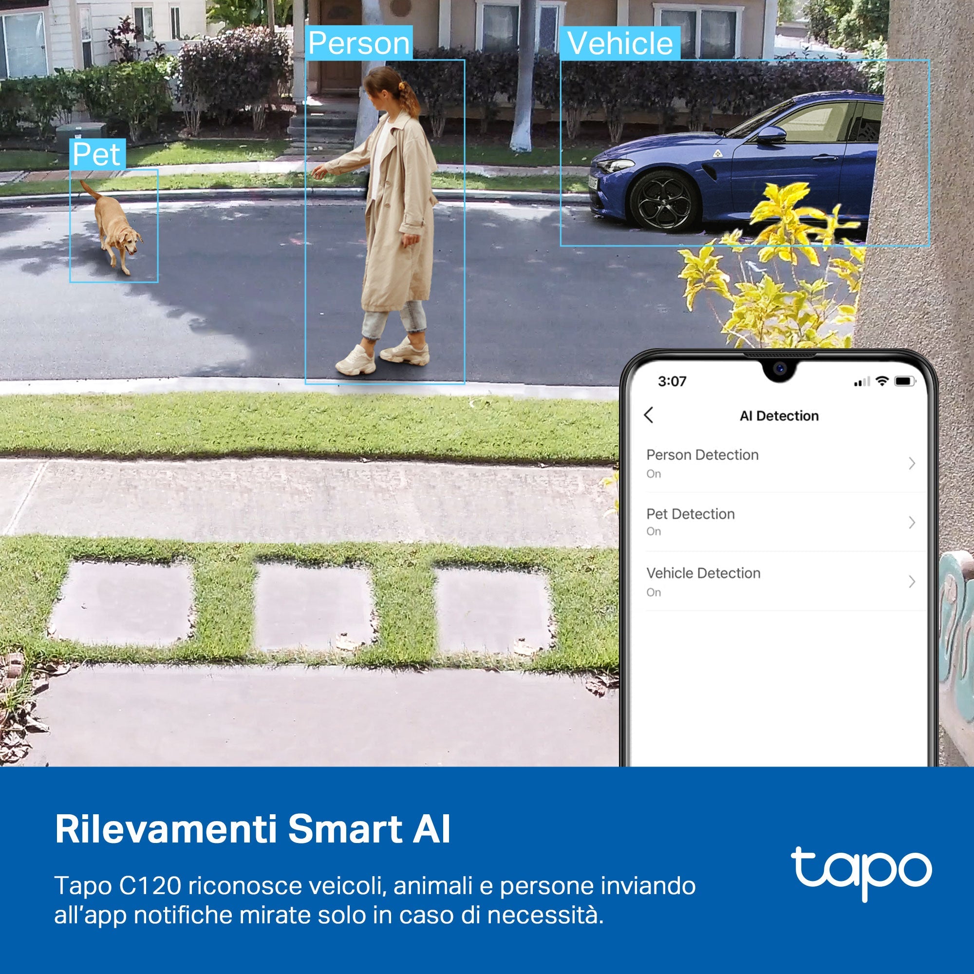 Tapo C120 Telecamera Wi-Fi Esterno/Interno 2K 4MP, Visione Notturna a Colori, Base Magnetica