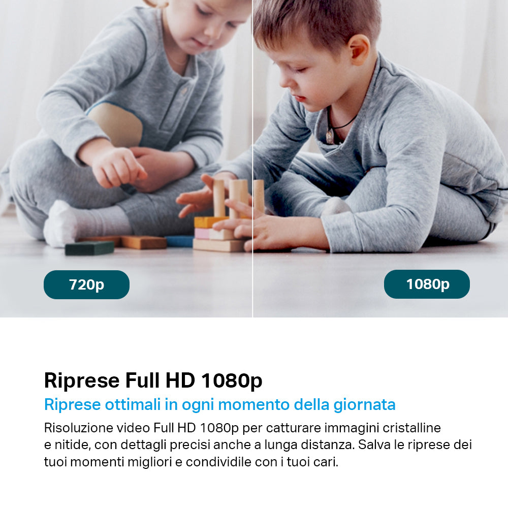 Tapo C200 Telecamera Wi-Fi Interno 1080P FHD, 360° Visuale, 2pz