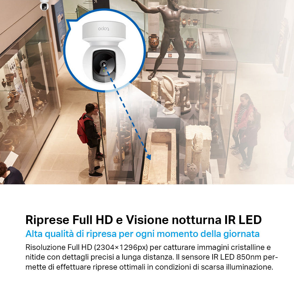 Tapo C202 Telecamera Wi-Fi Interno 1080p FHD, 360° Visuale, Porta Ethernet TP-Link Showroom viveresmart.store & augmentedrealityoffers.com - P. IVA 02867250694 - DI PENTA ALESSIO - VIALE NETTUNO 167, 66023, FRANCAVILLA AL MARE (CH) - REA CH-438573