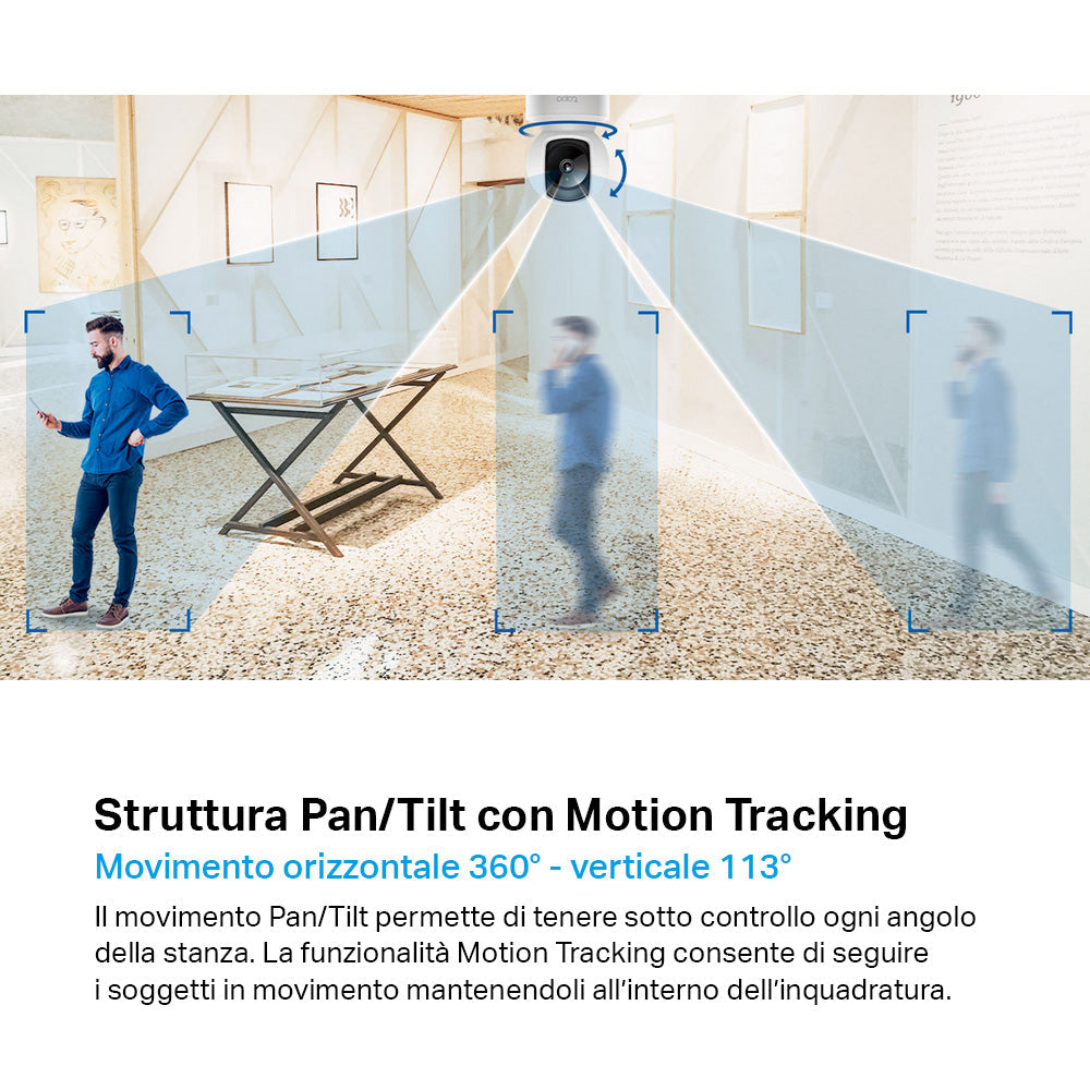 Tapo C202 Telecamera Wi-Fi Interno 1080p FHD, 360° Visuale, Porta Ethernet TP-Link Showroom viveresmart.store & augmentedrealityoffers.com - P. IVA 02867250694 - DI PENTA ALESSIO - VIALE NETTUNO 167, 66023, FRANCAVILLA AL MARE (CH) - REA CH-438573