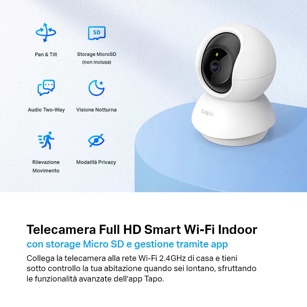 Tapo C210 Telecamera Wi-Fi Interno 2K 3MP, 360° Visuale TP-Link Showroom viveresmart.store & augmentedrealityoffers.com - P. IVA 02867250694 - DI PENTA ALESSIO - VIALE NETTUNO 167, 66023, FRANCAVILLA AL MARE (CH) - REA CH-438573