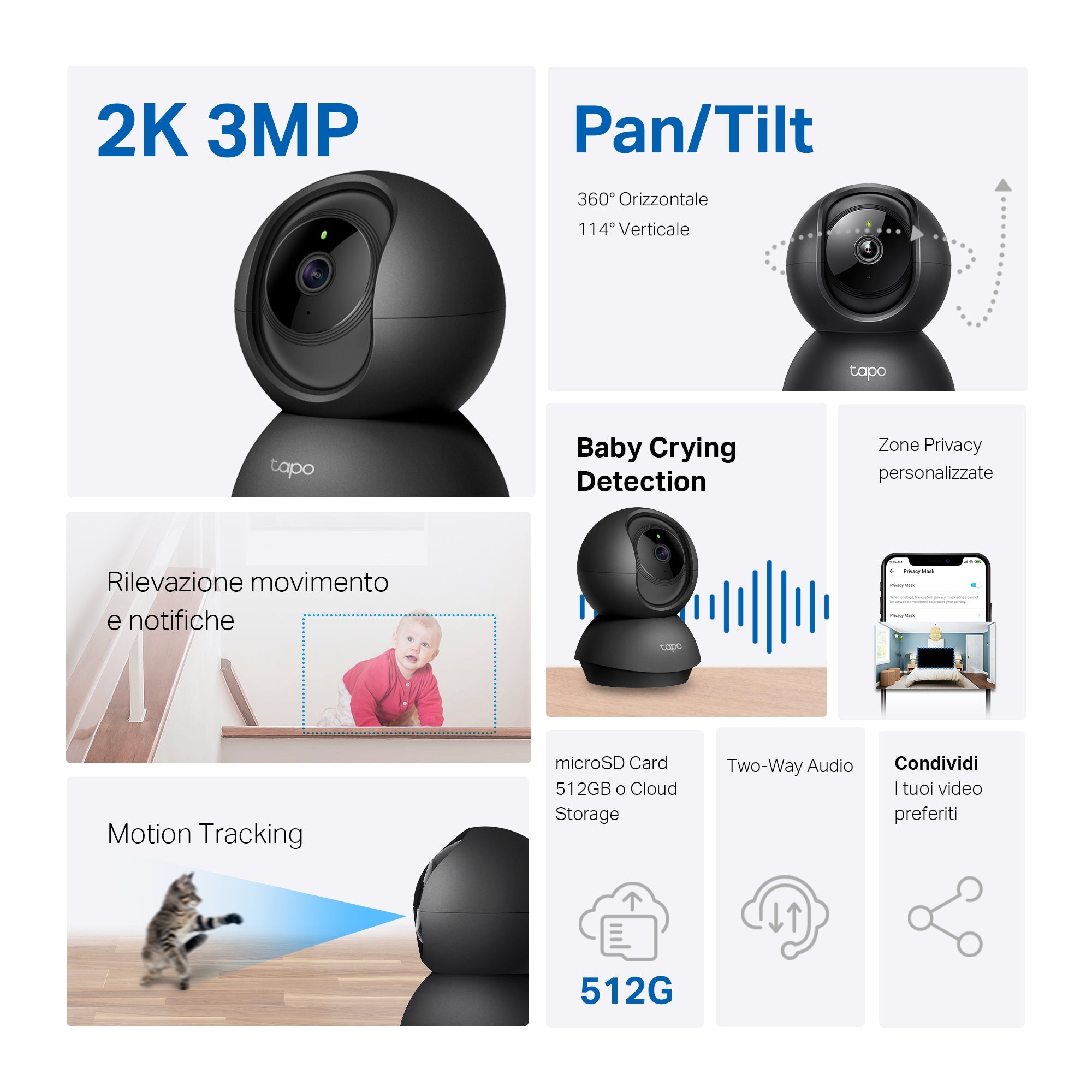 Tapo C211 Telecamera Wi-Fi Interno 2K 3MP, 360° Visuale, Nero TP-Link Showroom viveresmart.store & augmentedrealityoffers.com - P. IVA 02867250694 - DI PENTA ALESSIO - VIALE NETTUNO 167, 66023, FRANCAVILLA AL MARE (CH) - REA CH-438573