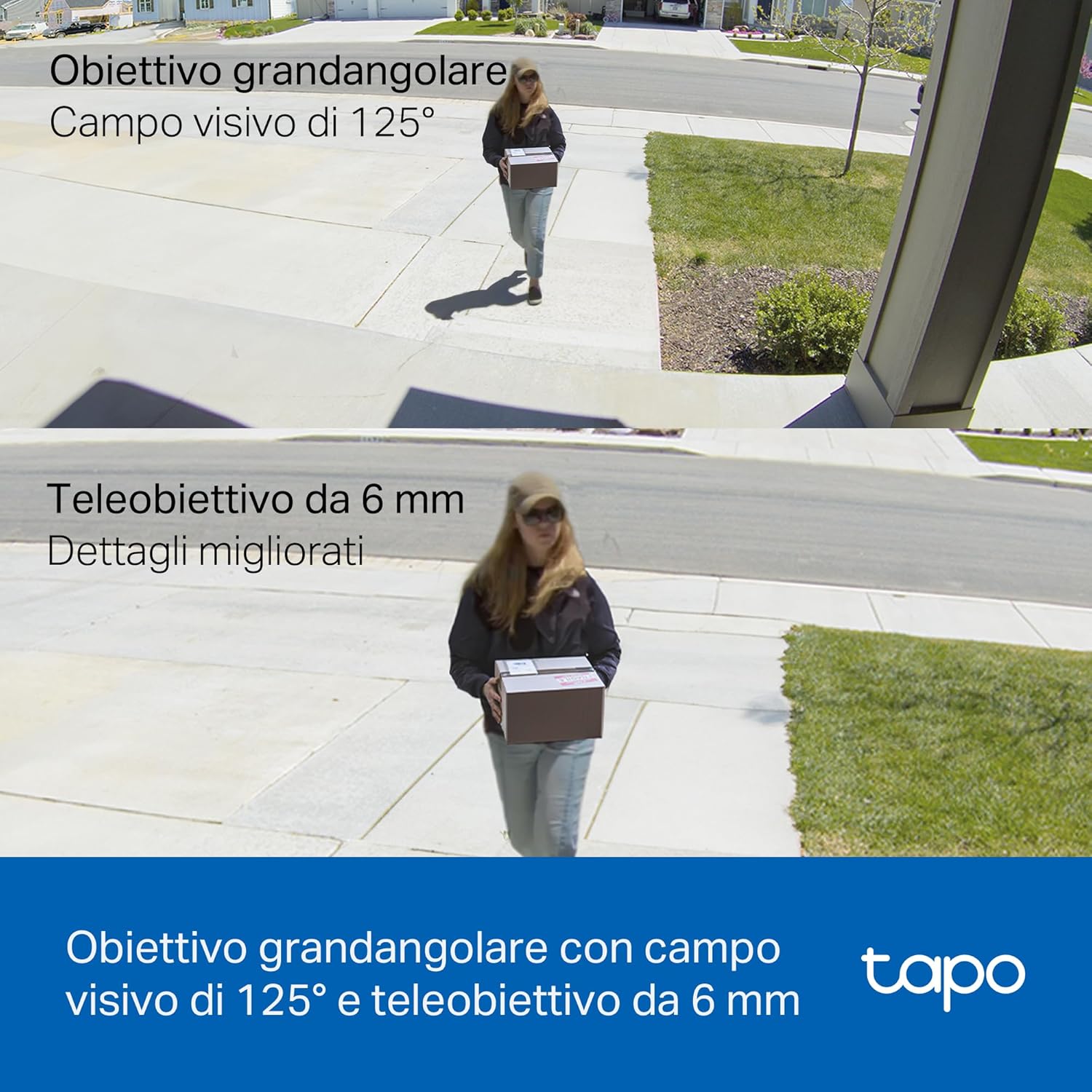 Tapo C246D Telecamera Wi-Fi Esterno/Interno Doppio Obbiettivo 3MP+3MP, 360° Visuale, Visione Notturna a Colori, ⚠️Non a batteria