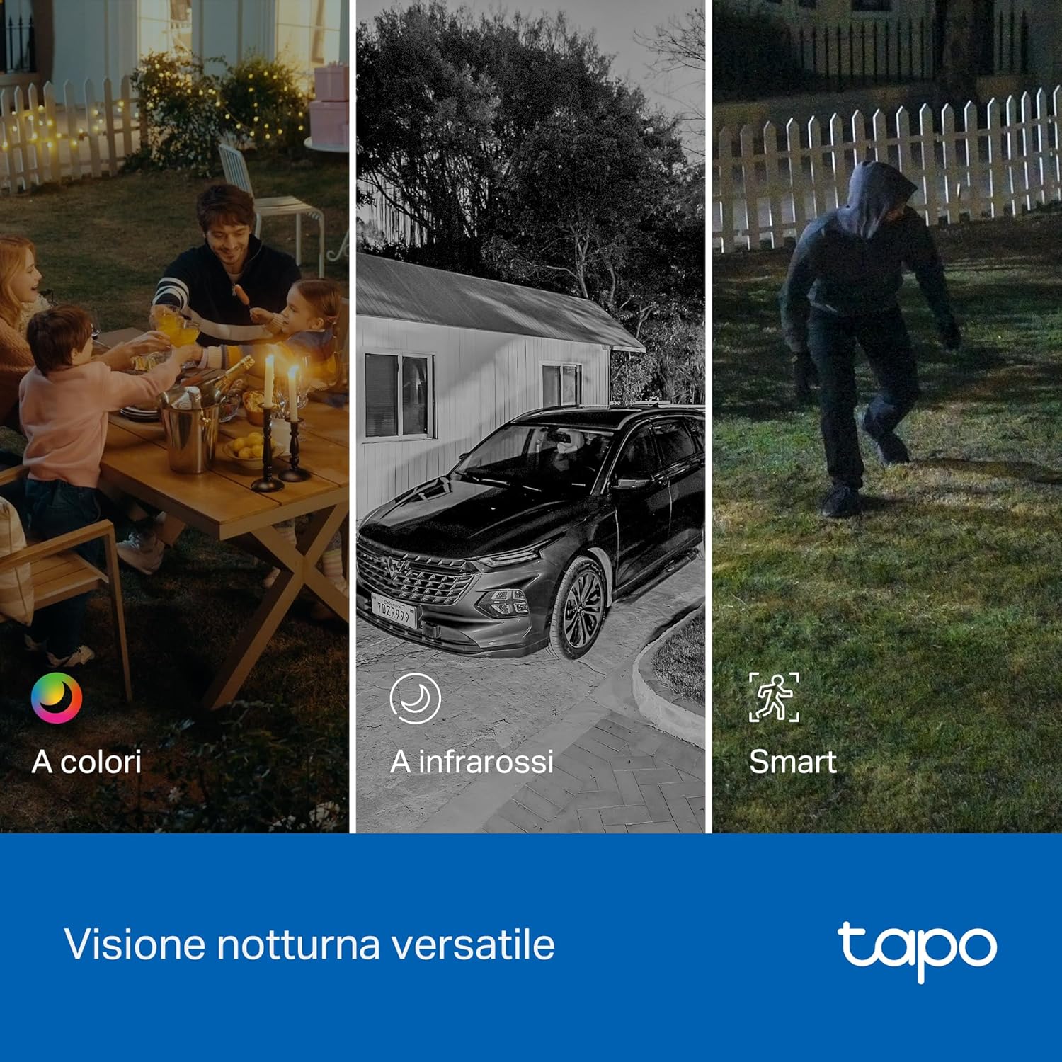 Tapo C246D Telecamera Wi-Fi Esterno/Interno Doppio Obbiettivo 3MP+3MP, 360° Visuale, Visione Notturna a Colori, ⚠️Non a batteria