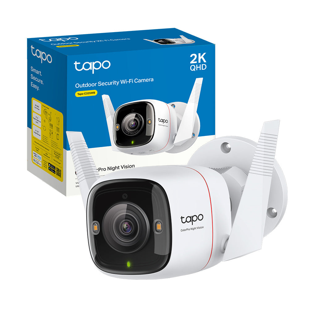 Tapo C325WB Telecamera Wi-Fi Esterno 2K 4MP, Visione Notturna ColorPro, Wi-Fi/Ethernet, ⚠️Non a batteria