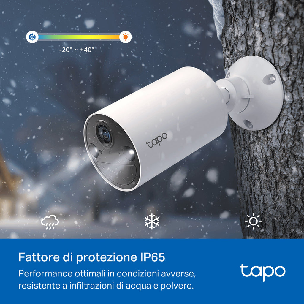 Tapo C410 Telecamera Wi-Fi Esterno a Batteria 2K 3MP, Visione Notturna a Colori