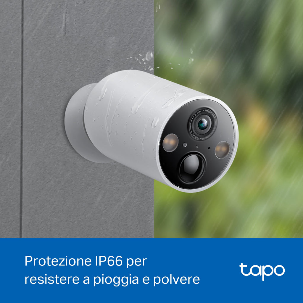 Tapo C425 Telecamera Wi-Fi Esterno a Batteria 2K 4MP, Visione Notturna a Colori, Base Magnetica, 2pz