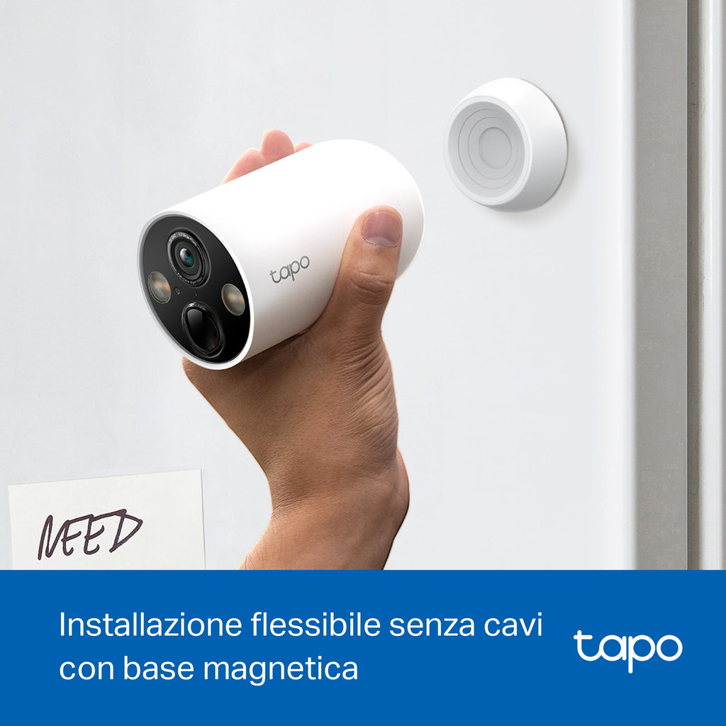 Tapo C425 Telecamera Wi-Fi Esterno a Batteria 2K 4MP, Visione Notturna a Colori, Base Magnetica