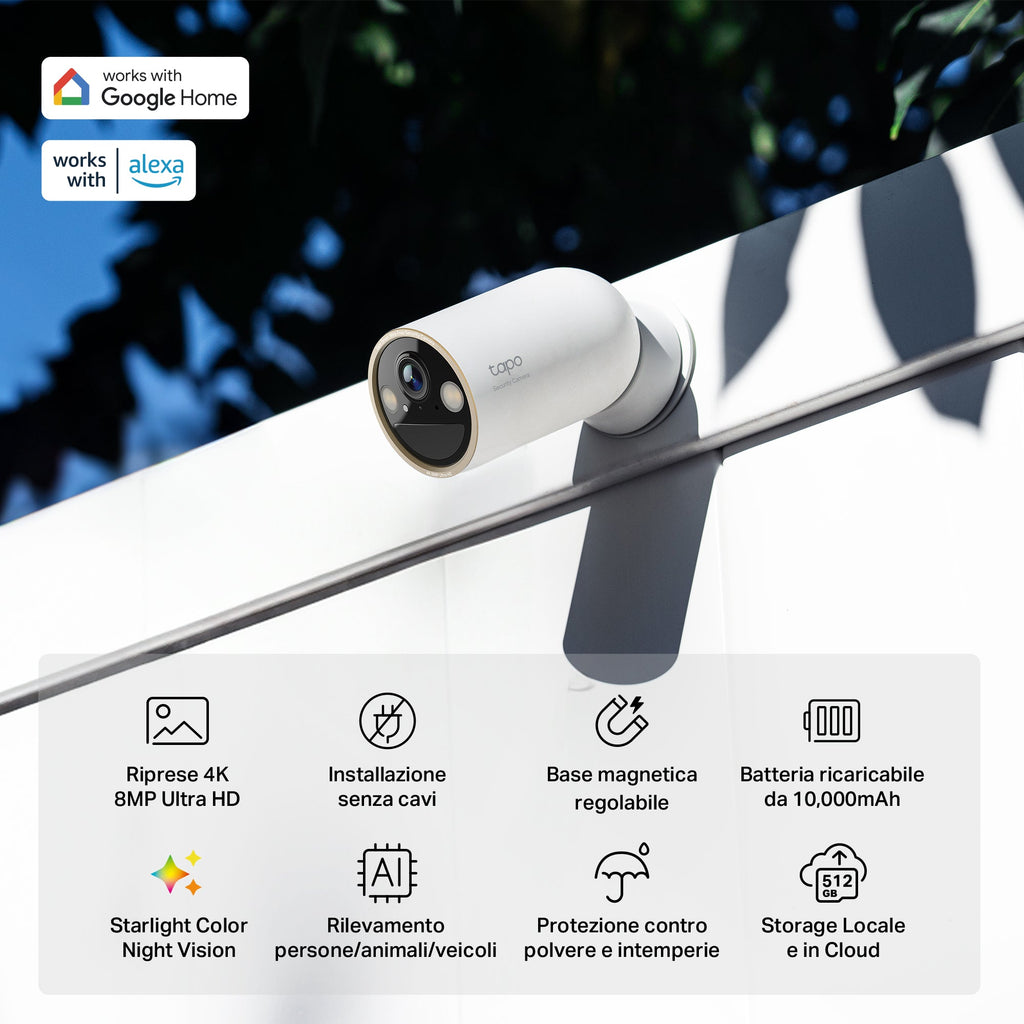 Tapo C460 Telecamera Wi-Fi Esterno a Batteria 4K 8MP, Visione Notturna a Colori Starlight, Base Magnetica TP-Link Showroom viveresmart.store & augmentedrealityoffers.com - P. IVA 02867250694 - DI PENTA ALESSIO - VIALE NETTUNO 167, 66023, FRANCAVILLA AL MARE (CH) - REA CH-438573