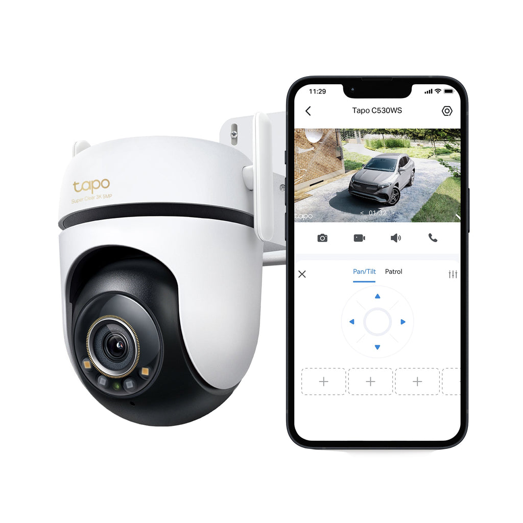 Tapo C530WS Telecamera Wi-Fi Esterno, 3K 5MP, 360° Visuale, Visione Notturna a Colori Starlight, Wi-Fi/Ethernet, 2pz, ⚠️Non a batteria