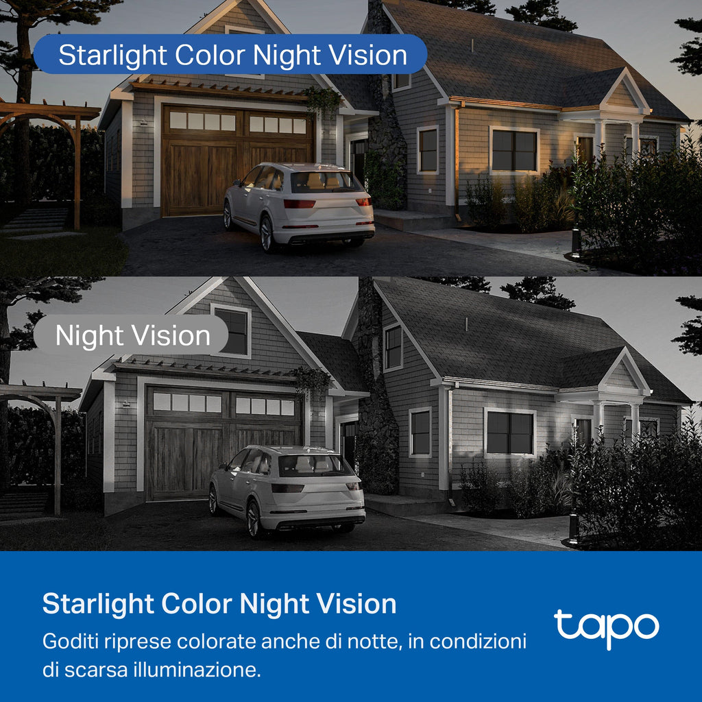 Tapo C530WS Telecamera Wi-Fi Esterno, 3K 5MP, 360° Visuale, Visione Notturna a Colori Starlight, Wi-Fi/Ethernet, 2pz, ⚠️Non a batteria