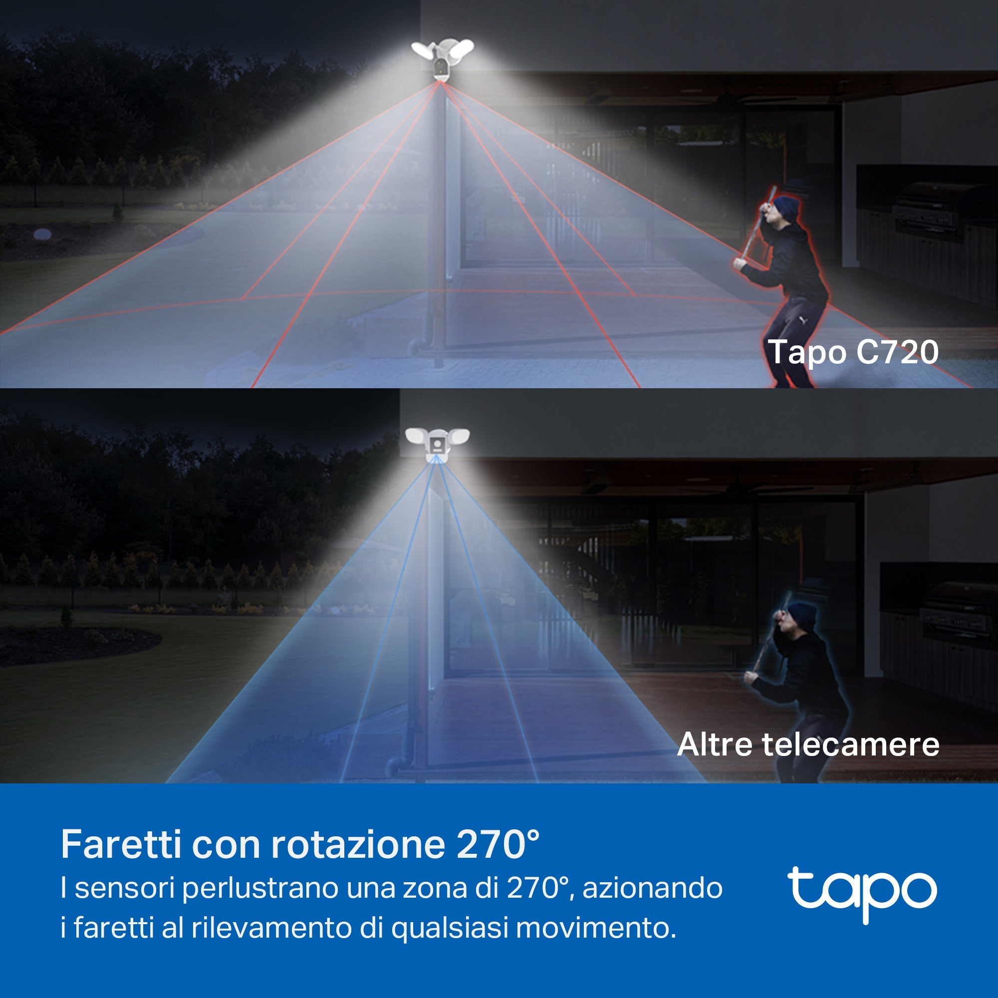 Tapo C720 Telecamera Wi-Fi Esterno 2K 4MP Smart AI Floodlight, Visione Notturna e Proiettori 2800-Lumen TP-Link Showroom viveresmart.store & augmentedrealityoffers.com - P. IVA 02867250694 - DI PENTA ALESSIO - VIALE NETTUNO 167, 66023, FRANCAVILLA AL MARE (CH) - REA CH-438573