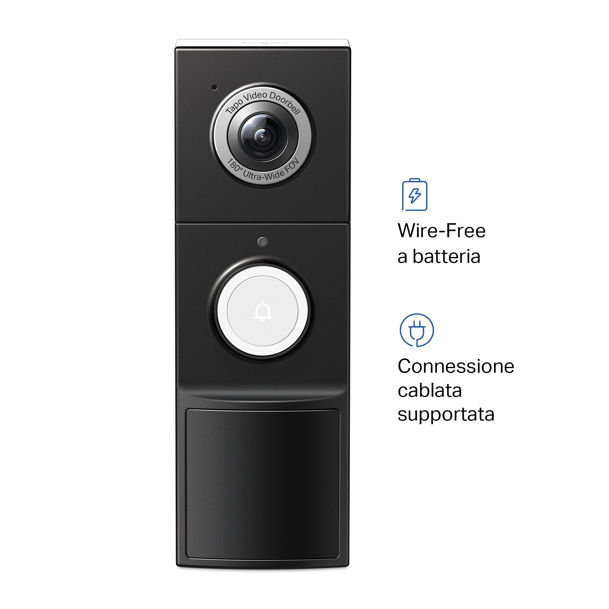 Tapo D235 Video Campanello 2K 5MP, Visione Notturna a Colori, Batteria 10000mAh o Connessione Cablata