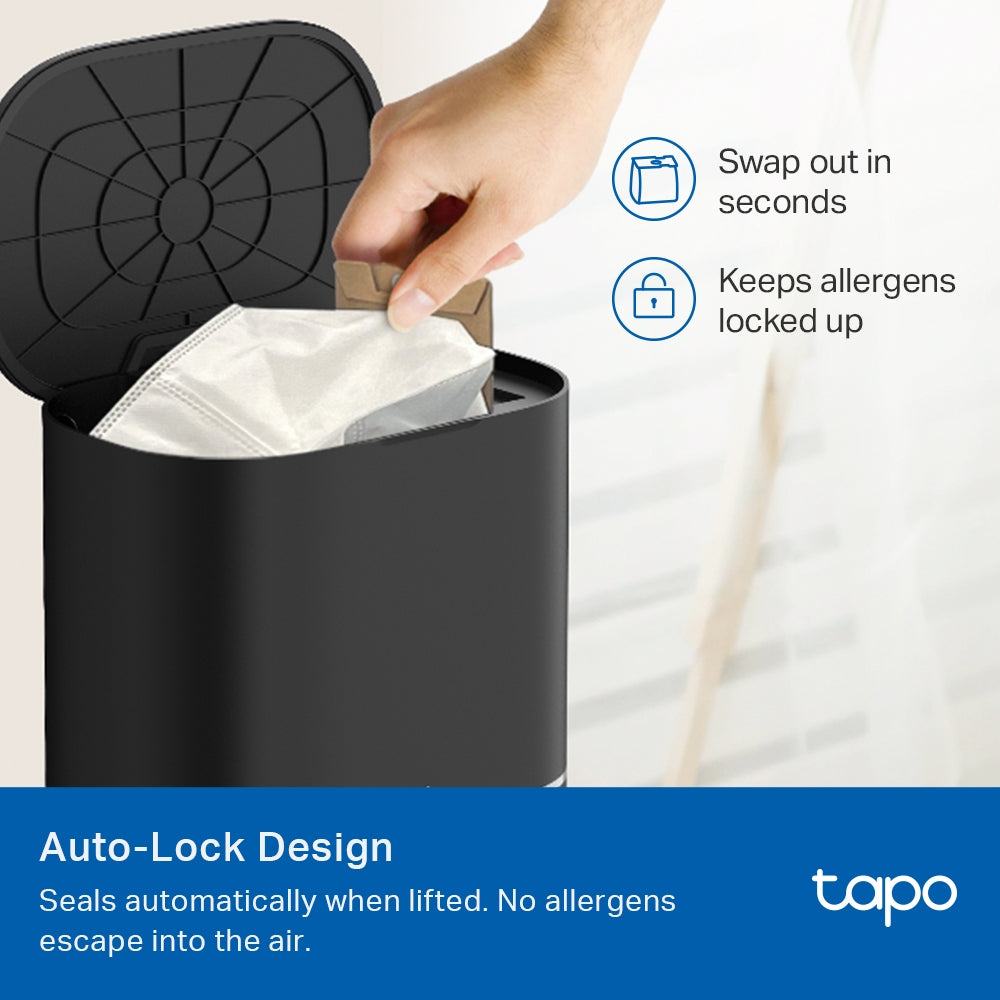 Tapo RVA202 Sacchetto per la Polvere Monouso per Robot Aspirapolvere Tapo, 5pz, Compabile con RV30 Max Plus, RV20 Max Plus