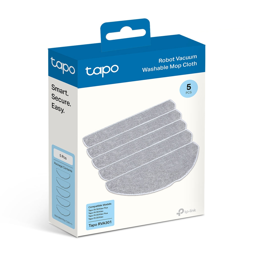 Tapo RVA301 Panno Lavabile per Robot Aspirapolvere Tapo, 5pz,Compatibile con RV30 Max Plus, RV30 Max, RV20 Max Plus, RV20 Max