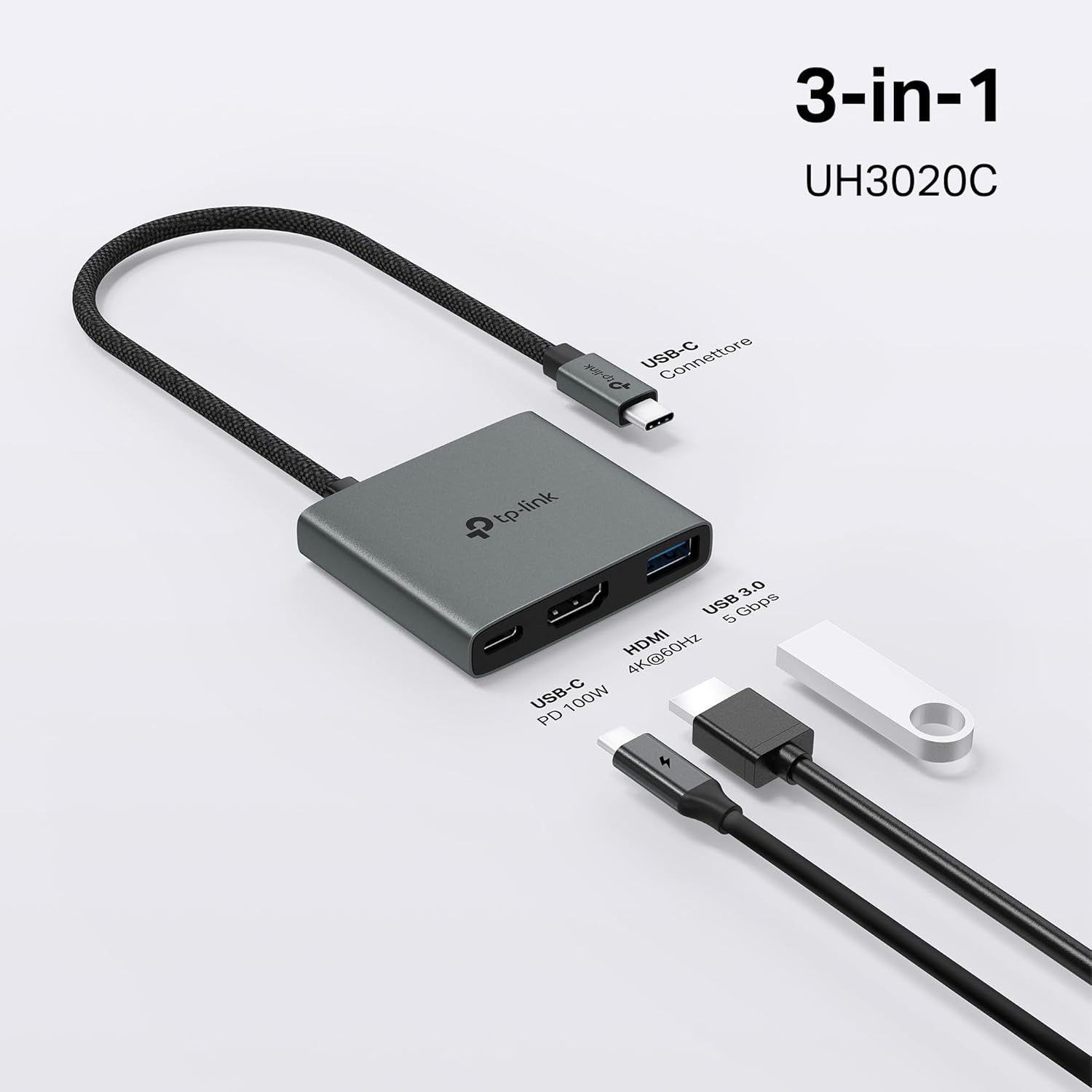 UH3020C Hub USB-C 3 in 1, HDMI 4K@60Hz TP-Link Showroom viveresmart.store & augmentedrealityoffers.com - P. IVA 02867250694 - DI PENTA ALESSIO - VIALE NETTUNO 167, 66023, FRANCAVILLA AL MARE (CH) - REA CH-438573