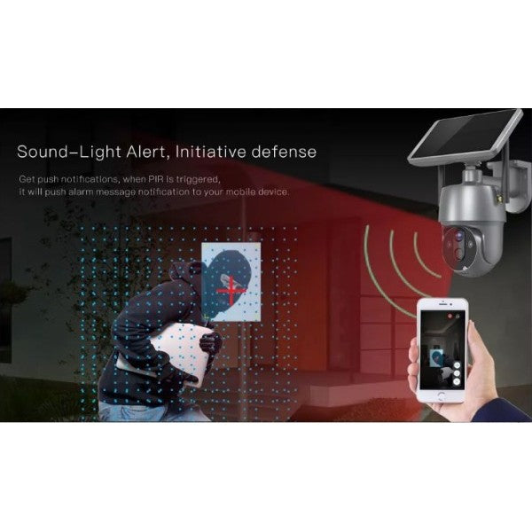 Camera con pannello solare wifi p2p 355° 12a 3,6mm audio bidirezionale q-sx01