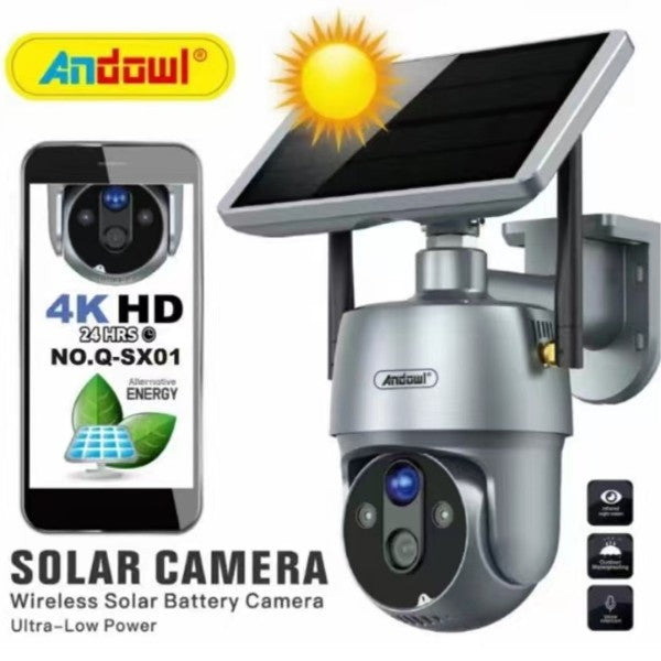 Camera con pannello solare wifi p2p 355° 12a 3,6mm audio bidirezionale q-sx01