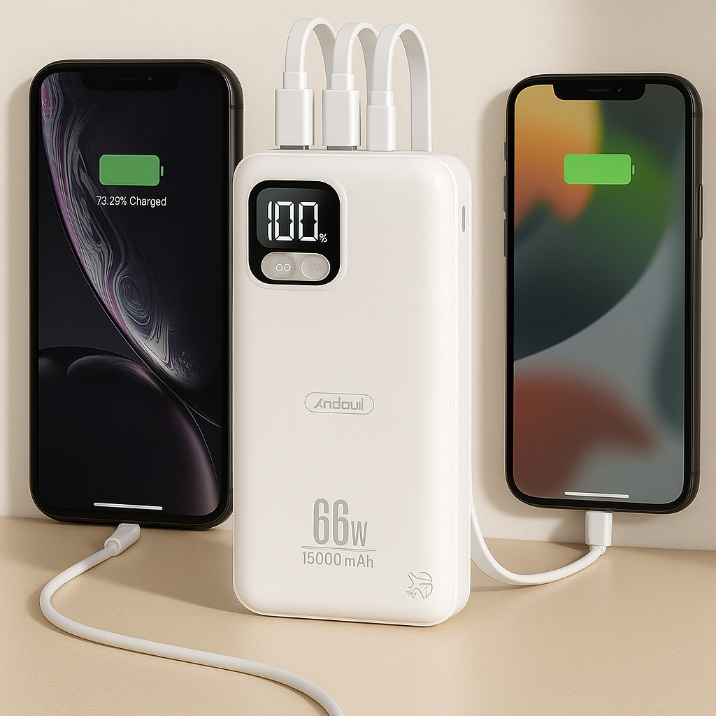 Power Bank Portatile Andowl 15000mAh 66W – Bianco o Nero