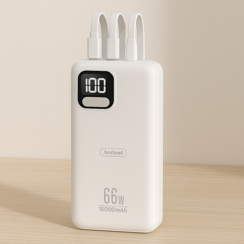 Power Bank Portatile Andowl 15000mAh 66W – Bianco o Nero