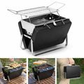 Barbecue Portatile Pieghevole a Valigetta in Acciaio Inox – Mini Griglia Compatta da Campeggio, Picnic, Giardino e Spiaggia con Griglia Ribaltabile e Scomparto Carbone Estensibile