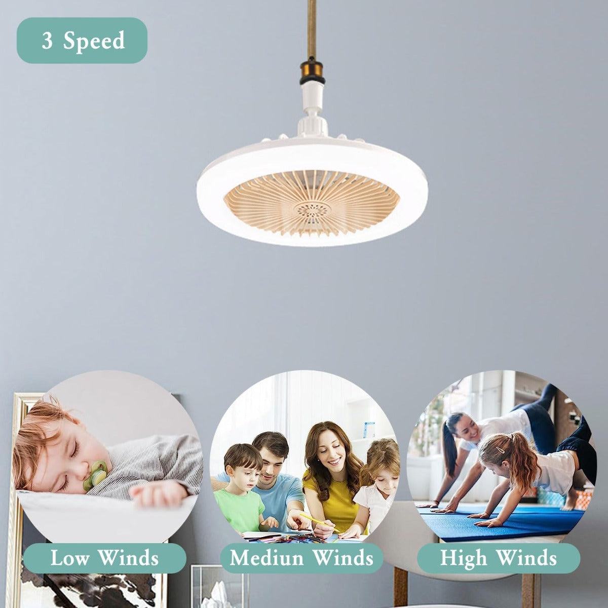 Ventilatore da Soffitto a LED con Telecomando –  3 Colori Dimmerabili, 3 Velocità, Silenzioso e Moderno