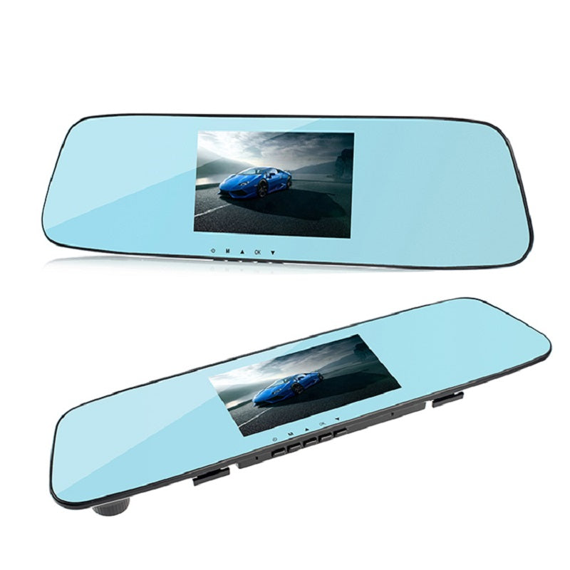 Kit con specchietto per auto e dash cam schermo da 4.3 pollici risoluzione 1080p doppia lente con registratore e telecamera posteriore