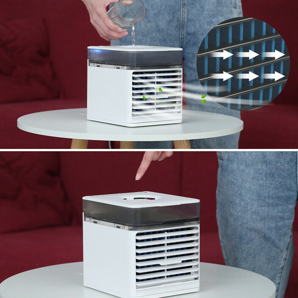 Mini Condizionatore USB Air Cooler 3 in 1 con 3 Velocità 7 Colori led per Casa Ufficio