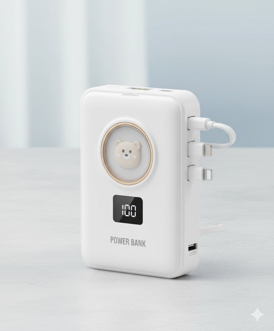 Power Bank Portatile Andowl Q-DC154 9000mAh con Display Digitale e Cavi Integrati