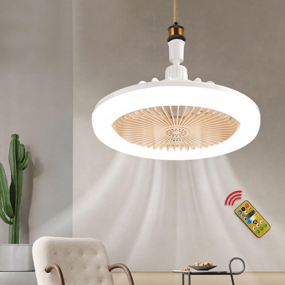 Ventilatore da Soffitto a LED con Telecomando –  3 Colori Dimmerabili, 3 Velocità, Silenzioso e Moderno