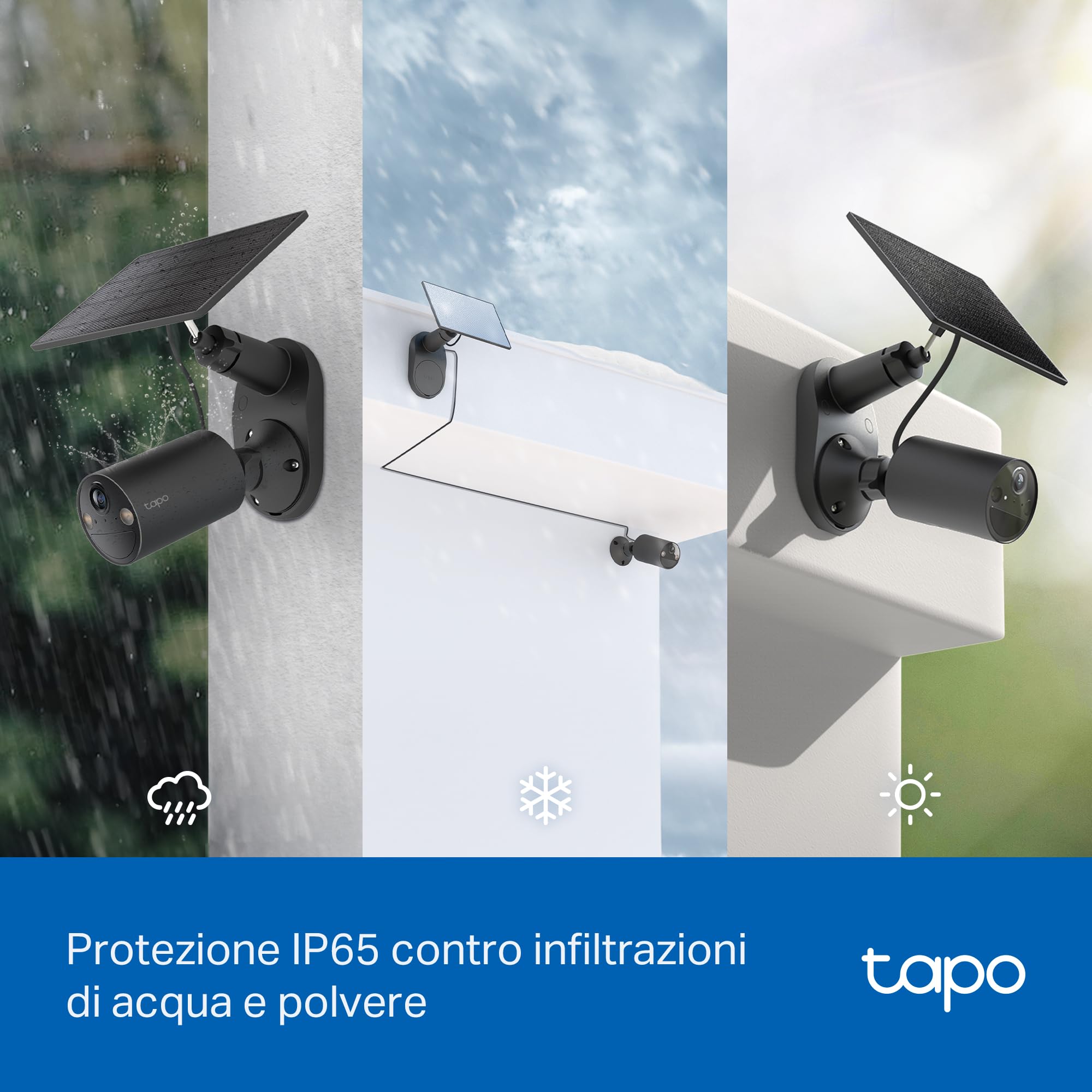Tapo C411 KIT Telecamera Wi-Fi Esterno a Batteria 2K 3MP con Panello Solare, Visione Notturna a Colori