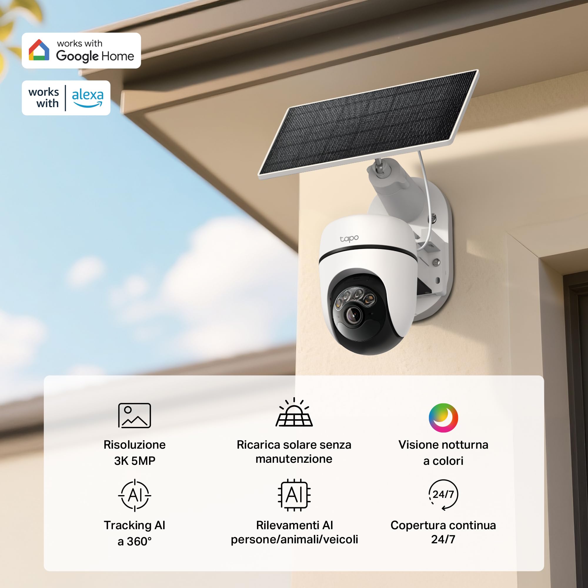 Tapo C630 KIT Telecamera Wi-Fi Esterno 3K 5MP Senza Fili con Pannello Solare, 360° PTZ, Batteria 6700mAh TP-Link Showroom viveresmart.store & augmentedrealityoffers.com - P. IVA 02867250694 - DI PENTA ALESSIO - VIALE NETTUNO 167, 66023, FRANCAVILLA AL MARE (CH) - REA CH-438573
