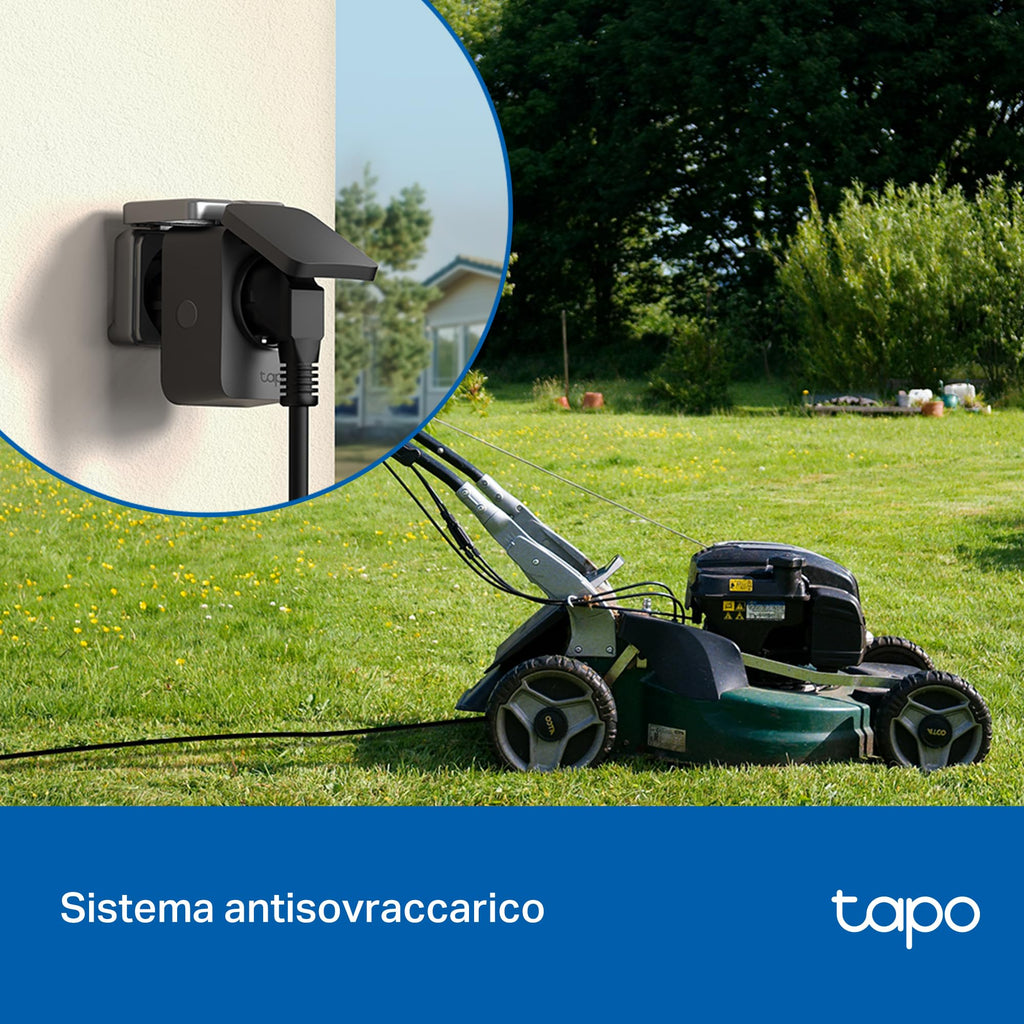 Tapo P410M Presa Smart Esterna Wi-Fi IP54, 16A, Anti-Sovraccarico, Monitoraggio Energia, Controllo Vocale con Alexa, Certificato Matter