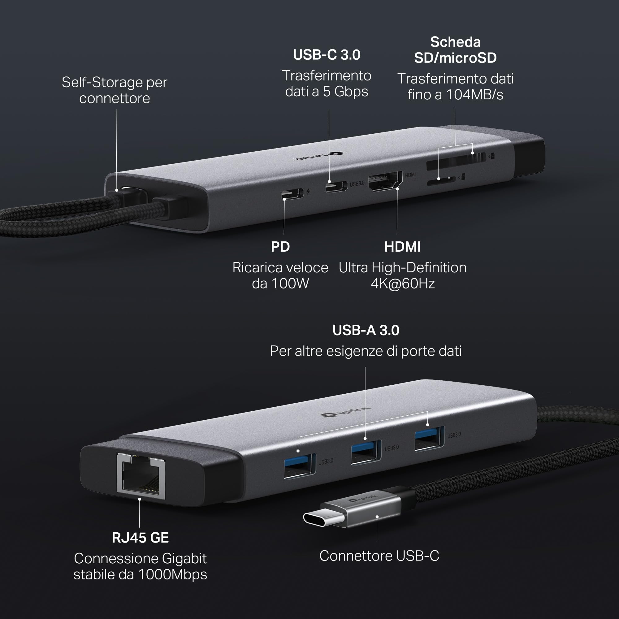 UH9120C Hub USB C 9 in 1, HDMI 4K@60Hz, Gigabit Ethernet, SD & microSD UHS-I TP-Link Showroom viveresmart.store & augmentedrealityoffers.com - P. IVA 02867250694 - DI PENTA ALESSIO - VIALE NETTUNO 167, 66023, FRANCAVILLA AL MARE (CH) - REA CH-438573