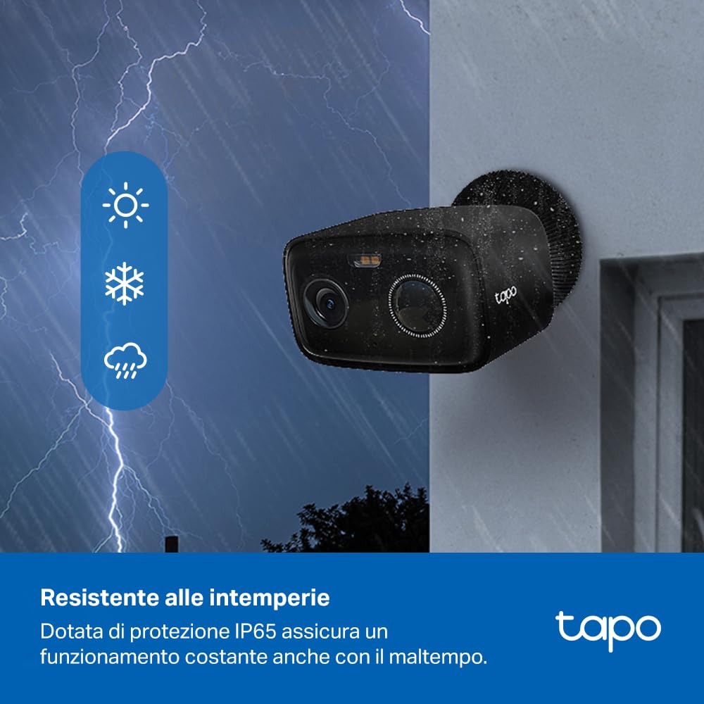 Tapo C401 Telecamera Wi-Fi Esterno Senza Fili 1080P 2MP, Rilevamento Persone AI, Fino a 180 Giorni, Visione Notturna a Colori, IP65