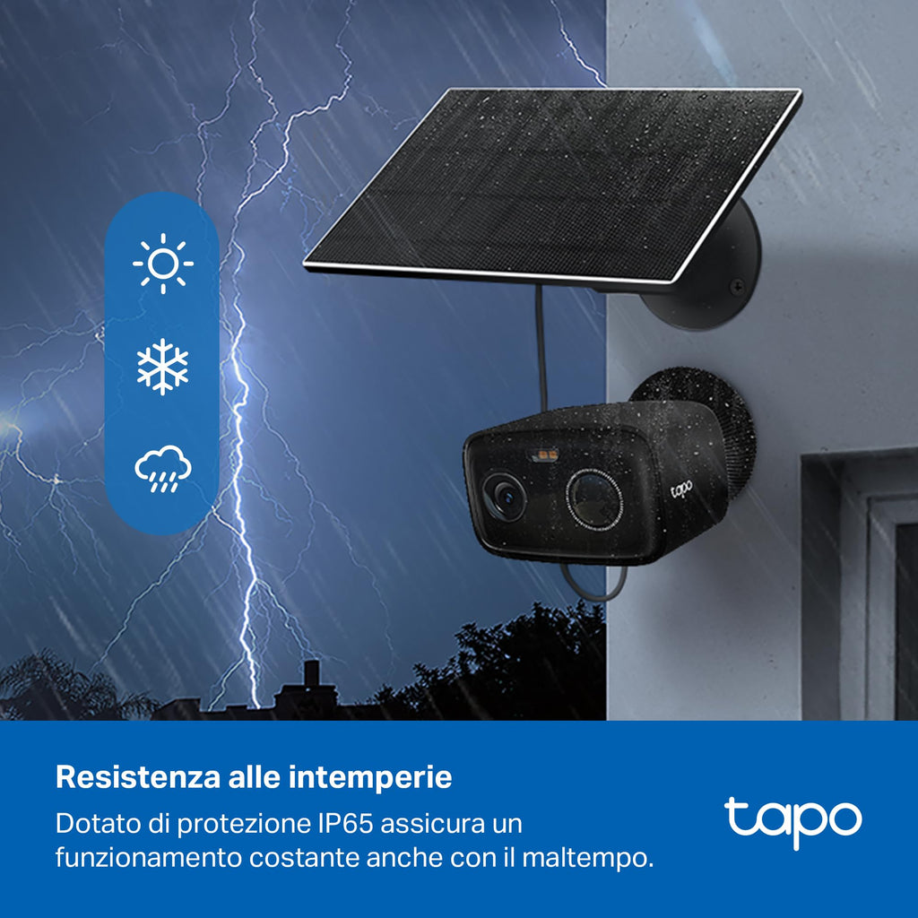 Tapo C401 KIT Telecamera Wi-Fi Esterno a Batteria 1080P 2MP con Panello Solare, Rilevamento Persone AI, Visione Notturna a Colori, IP65 TP-Link Showroom viveresmart.store & augmentedrealityoffers.com - P. IVA 02867250694 - DI PENTA ALESSIO - VIALE NETTUNO 167, 66023, FRANCAVILLA AL MARE (CH) - REA CH-438573