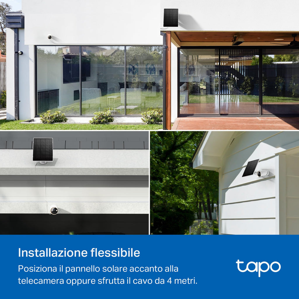 Tapo A202 Pannello Solare 4.5W per Telecamere a Batteria, IP65, Cavo 4m, Regolabile 360° TP-Link Showroom viveresmart.store & augmentedrealityoffers.com - P. IVA 02867250694 - DI PENTA ALESSIO - VIALE NETTUNO 167, 66023, FRANCAVILLA AL MARE (CH) - REA CH-438573