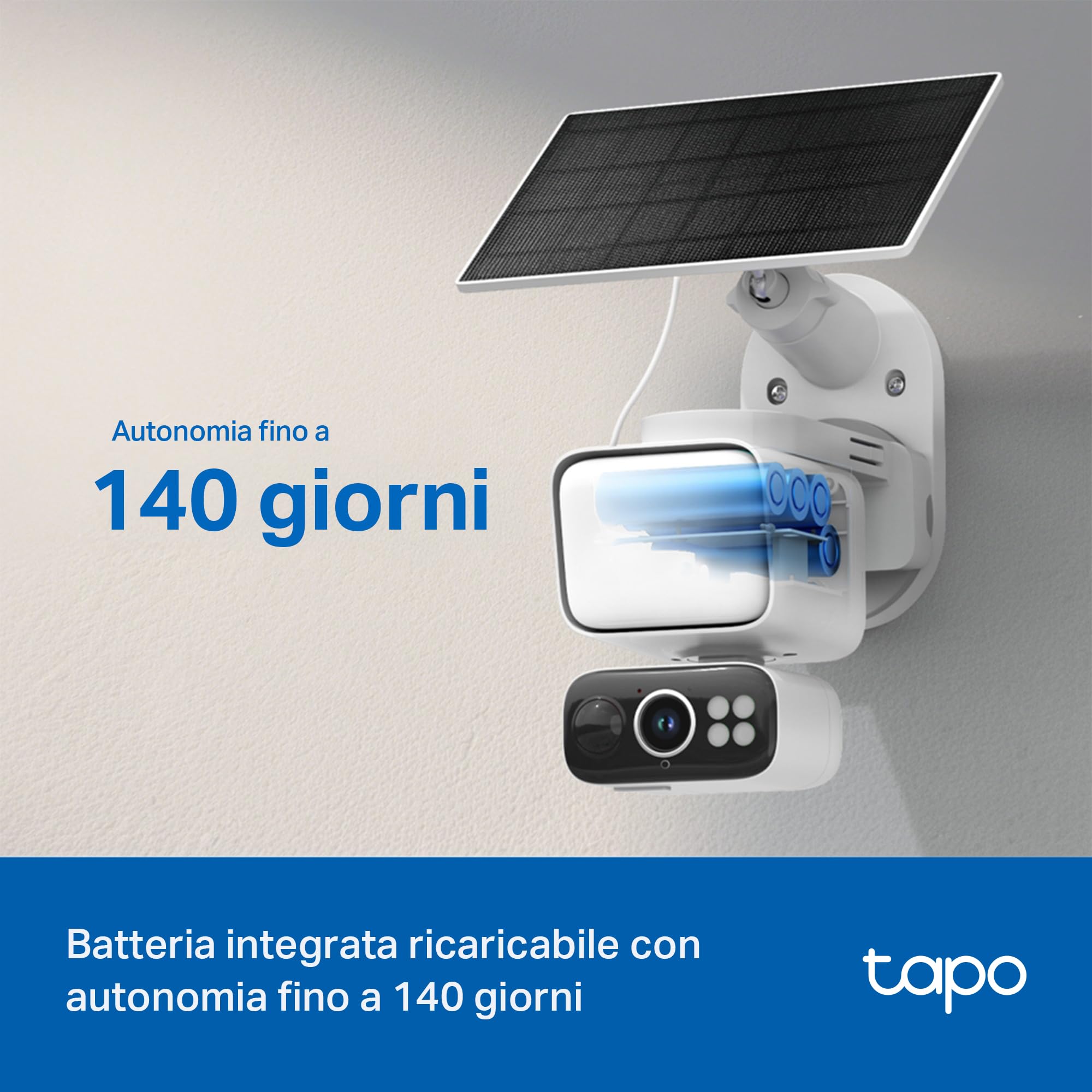 Tapo C615F KIT Telecamera WiFi Esterno 2K 3MP Senza Fili con Pannello Solare, Tracking AI 360°, Batteria 10400mAh