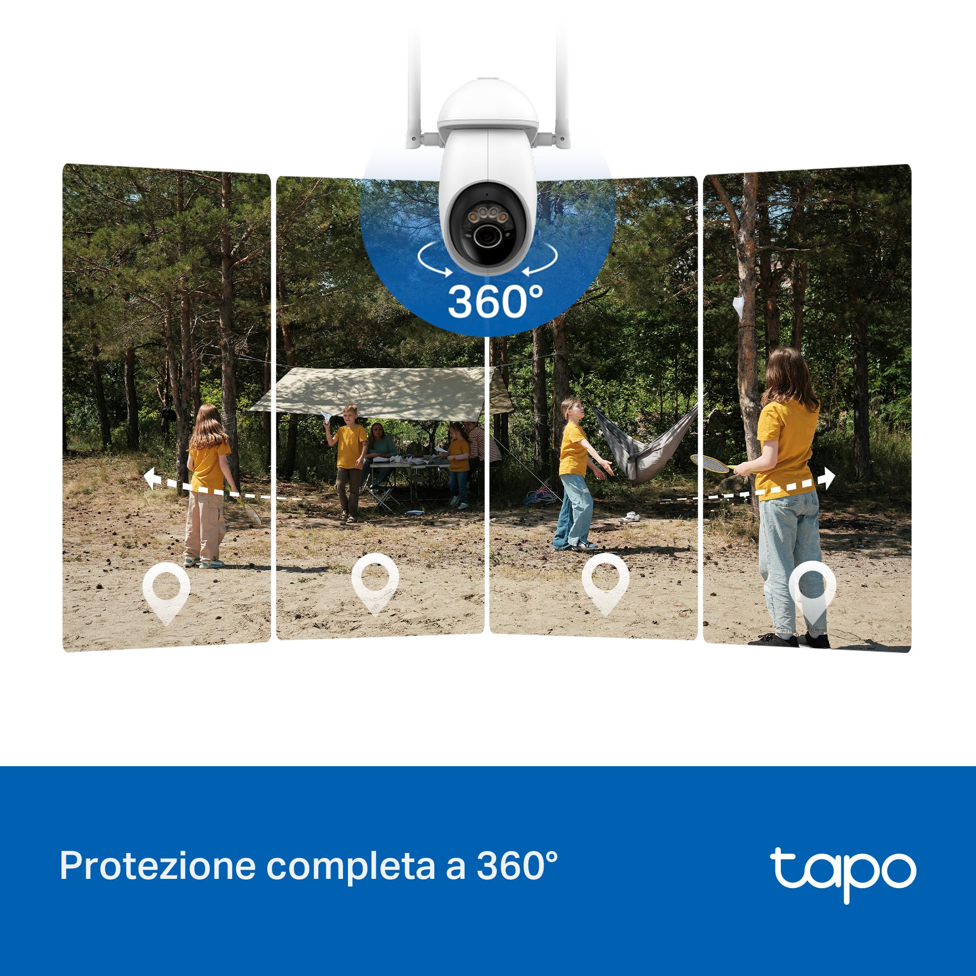 Tapo C665G KIT Telecamera 4G LTE da Esterno 4K 8MP con Pannello Solare, Pan/Tilt, Visione Notturna a Colori, Rilevamento AI, Registrazione 24/7