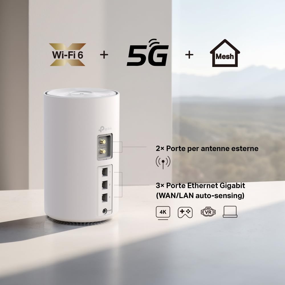 Deco X1500-5G Router 5G Mesh Wi-Fi 6 AX1500Mbps, 3 Porte Gigabit