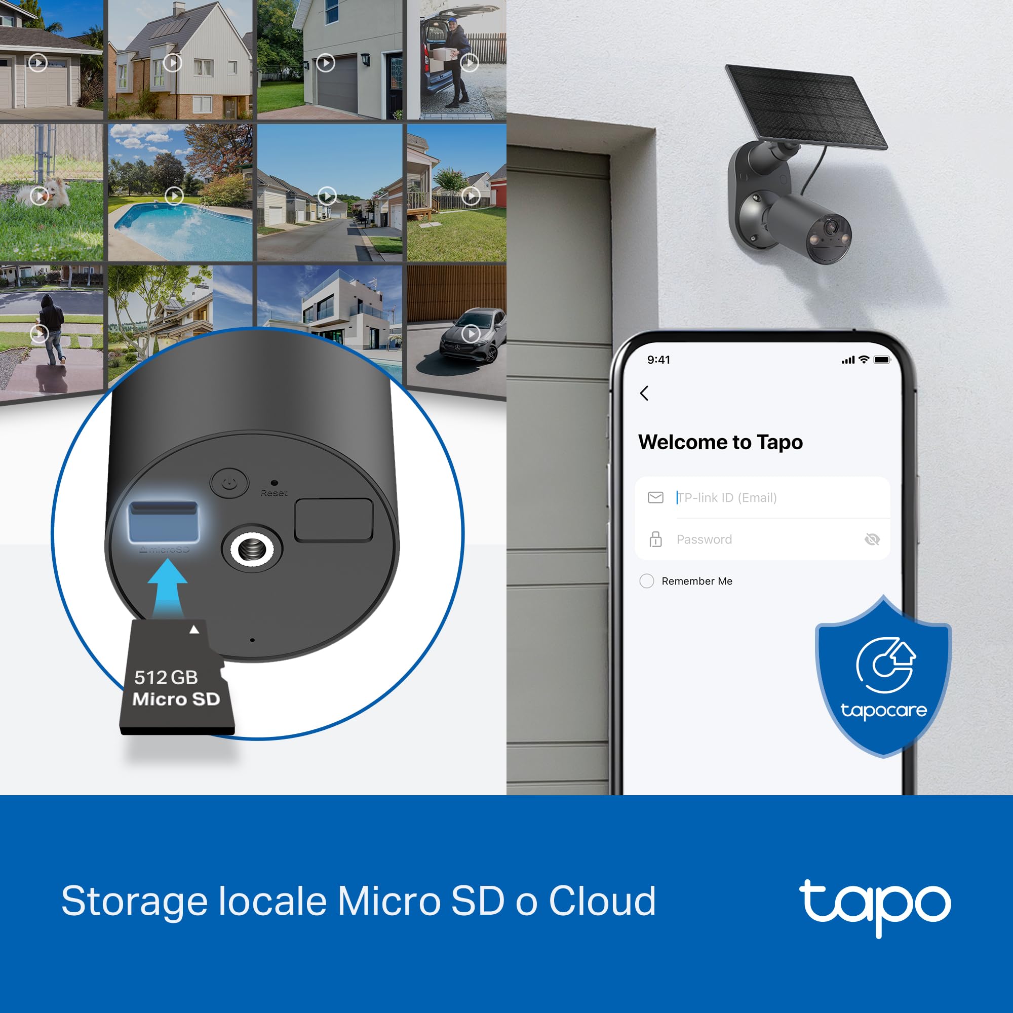 Tapo C411 KIT Telecamera Wi-Fi Esterno a Batteria 2K 3MP con Panello Solare, Visione Notturna a Colori