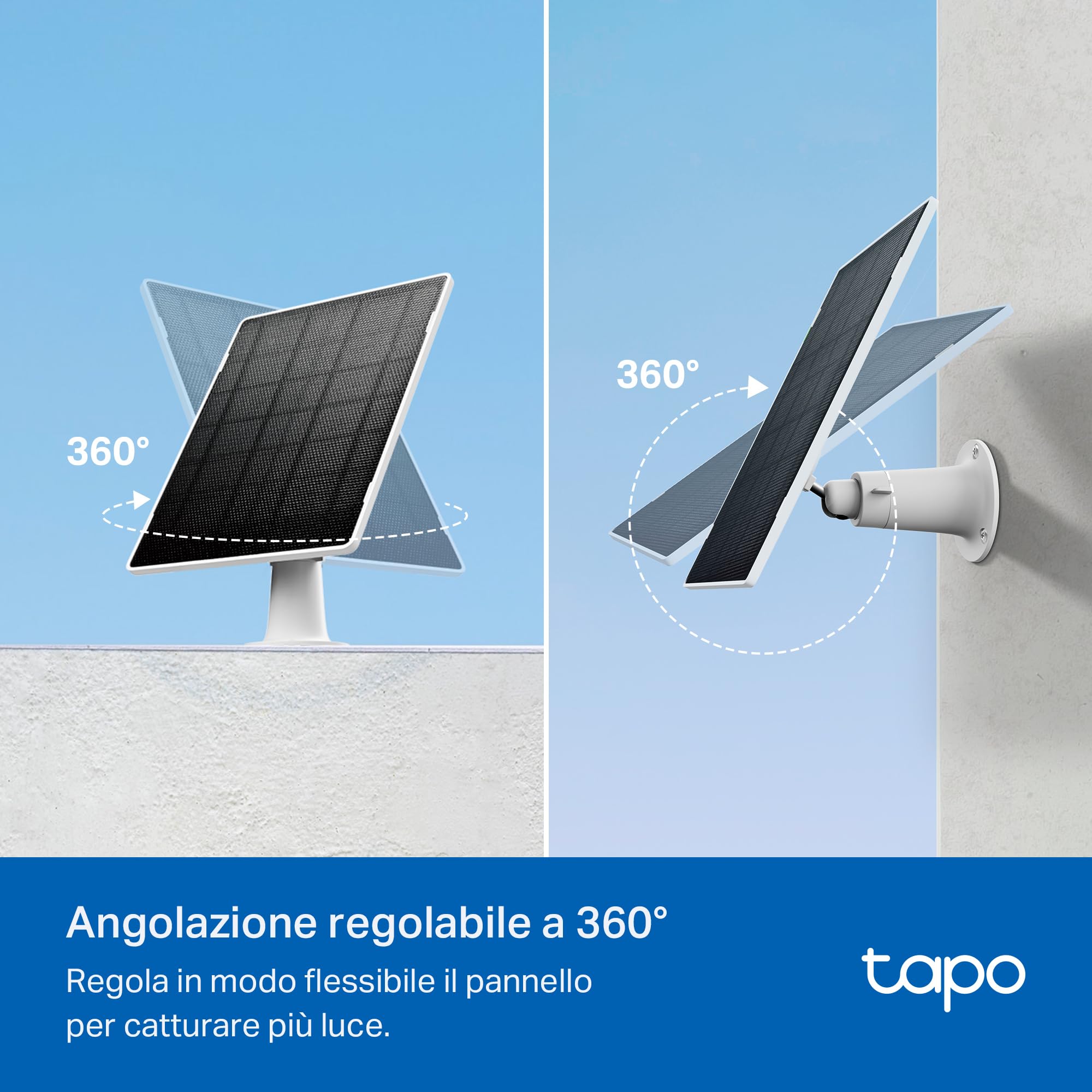 Tapo A202 Pannello Solare 4.5W per Telecamere a Batteria, IP65, Cavo 4m, Regolabile 360° TP-Link Showroom viveresmart.store & augmentedrealityoffers.com - P. IVA 02867250694 - DI PENTA ALESSIO - VIALE NETTUNO 167, 66023, FRANCAVILLA AL MARE (CH) - REA CH-438573