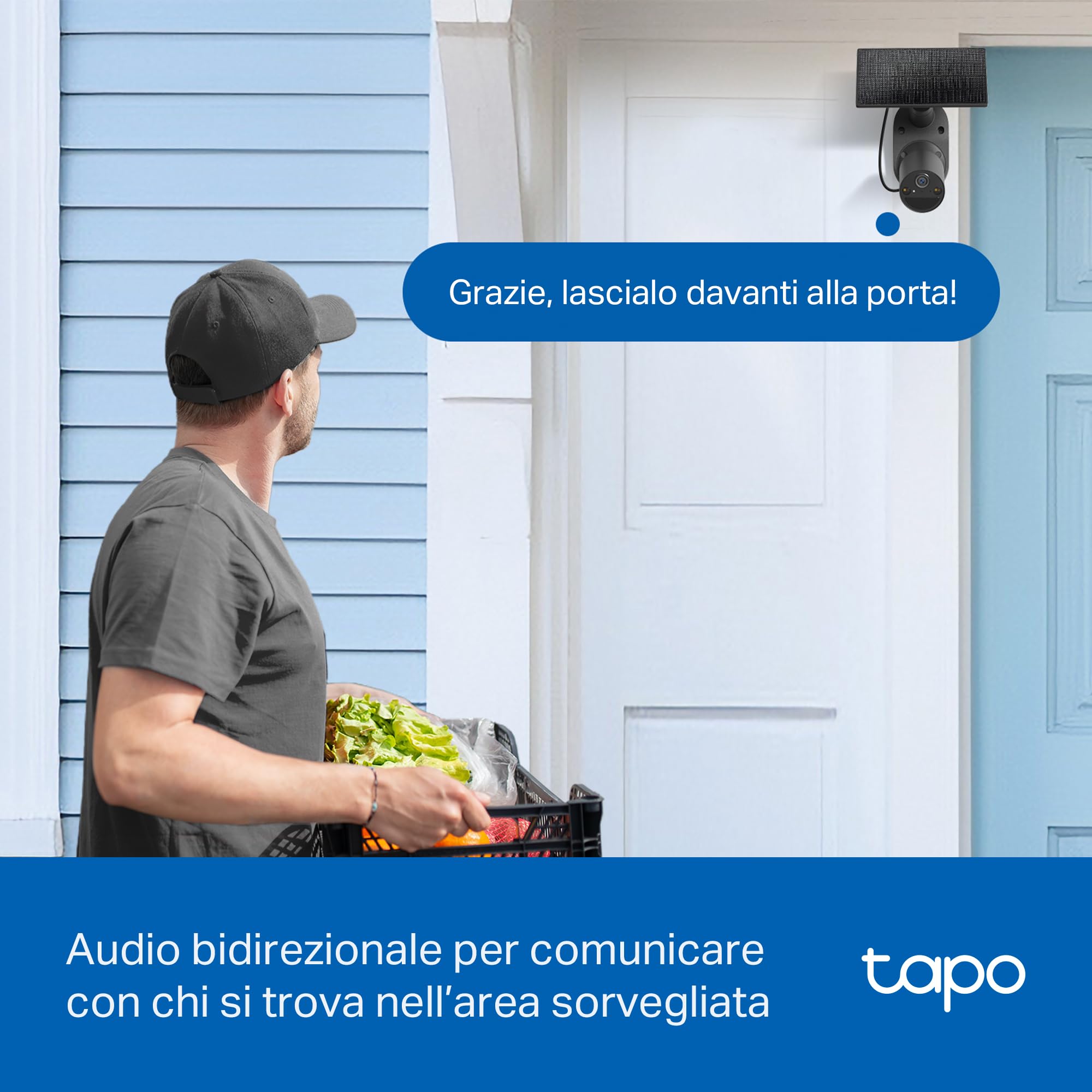 Tapo C411 KIT Telecamera Wi-Fi Esterno a Batteria 2K 3MP con Panello Solare, Visione Notturna a Colori