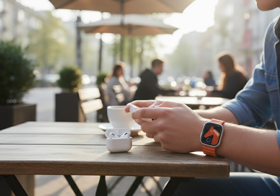 Bundle 3 in 1: Smartwatch M5 Ultra + Auricolari Wireless TWS + Mini Console di Gioco Portatile