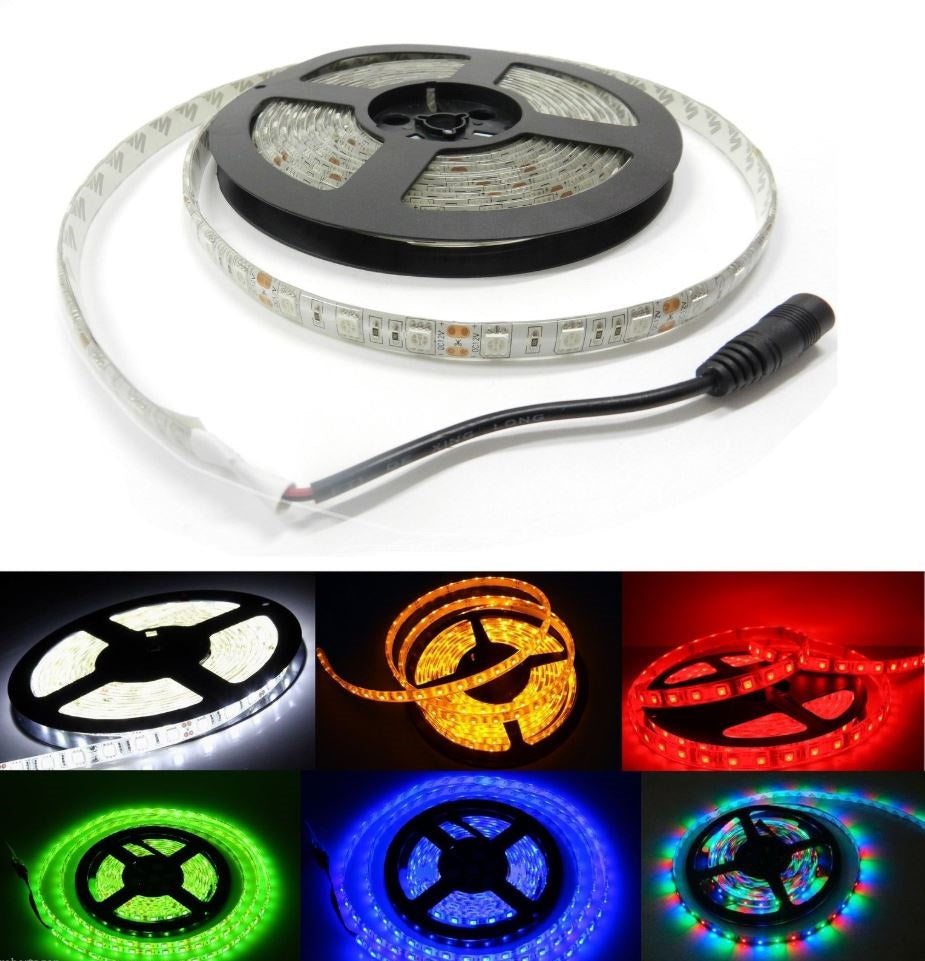Bobina striscia strip led 5050 flessibile 5m adesiva luce interno esterno ip65 led 5050 multicolor rgb