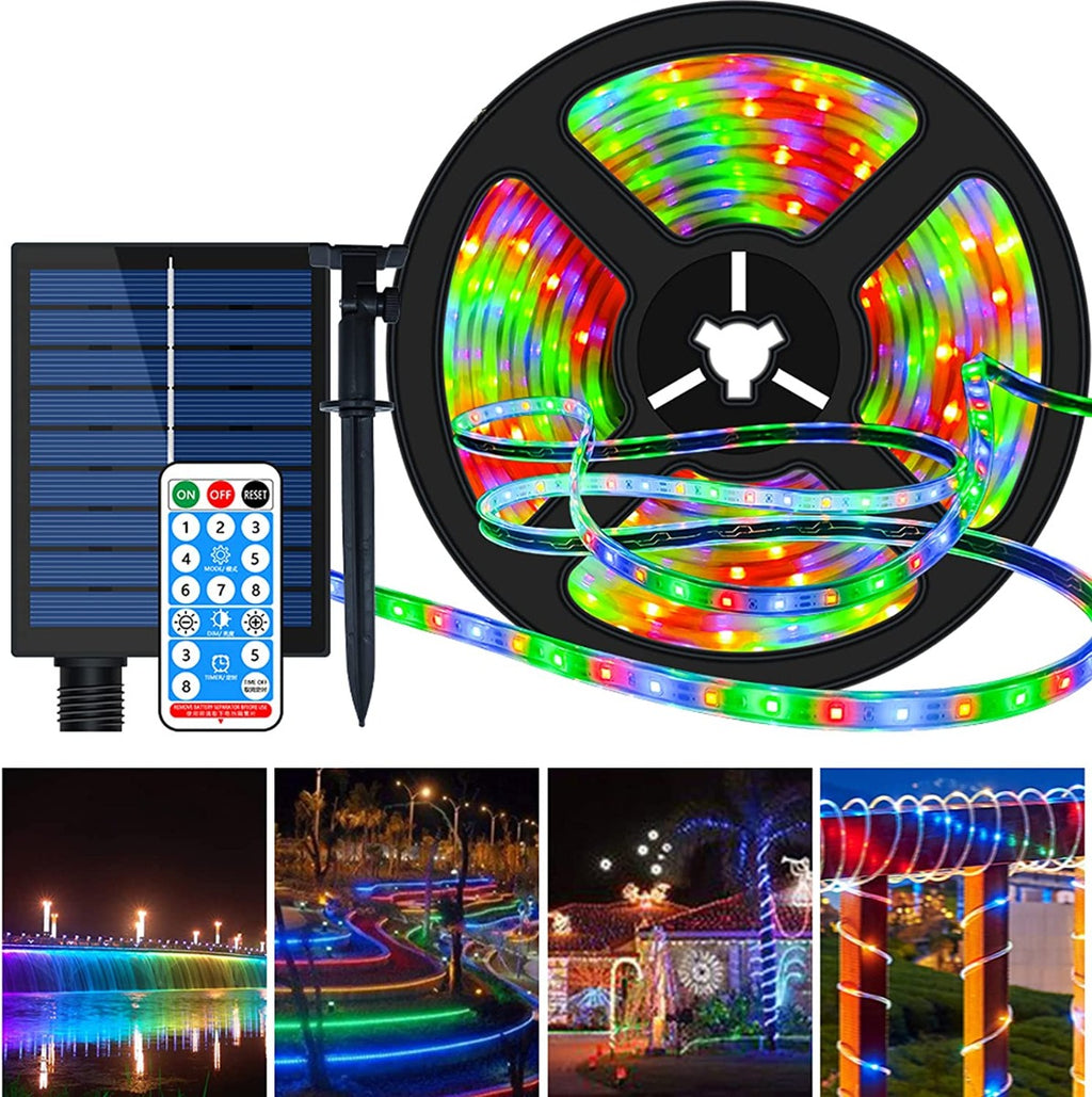 Strisce LED Solari per Esterni ad Energia Solare con 8 Modalità di Illuminazione.