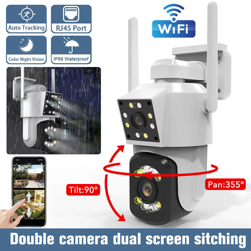 Telecamera di sicurezza WiFi 4 megapixel doppio obiettivo esterno